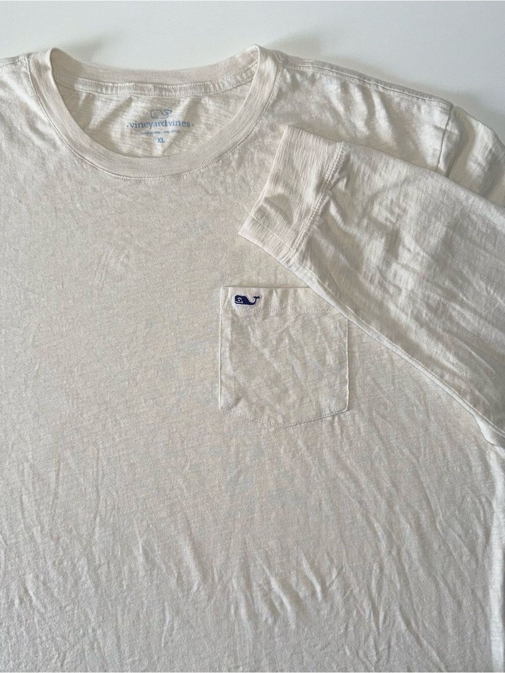 Vineyard Vines Long Sleeve Shirt Men's XL Cream Cotton Whale Logo